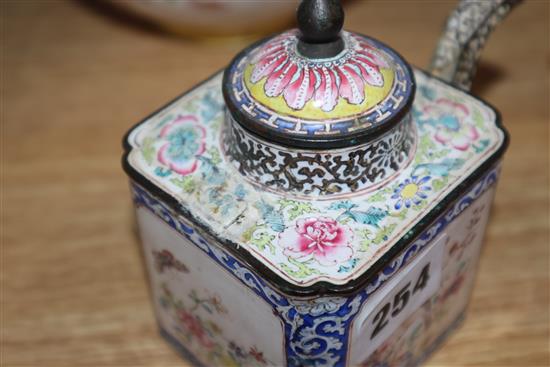 Two 18th century Canton enamel teapots